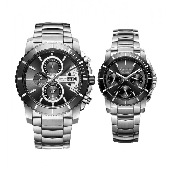 Alexandre Christie AC 6455 Silver Black Couple